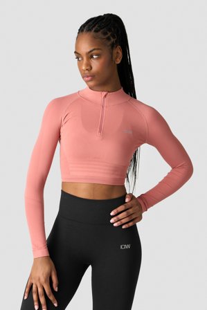 ICANIWILL - Define Seamless Cropped 1/4 Zip Dk Rose - Langærmet - Damer - Træningstøj fra ICIW