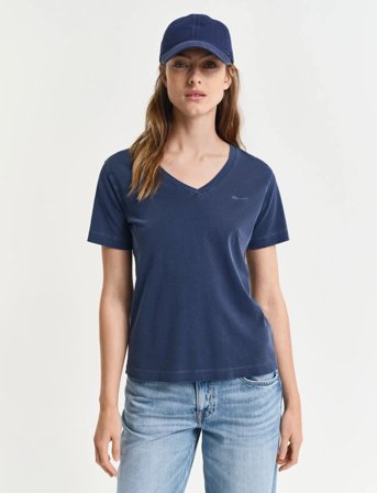 GANT Reg Sunfaded Ss V-Neck T-Shirt - Blue - L