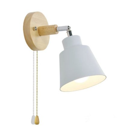 Nordisk vägglampa med träskärm, vägglampa utan sladd med justerbar svängarm, nordisk vägglampa med sladd och strömbrytare