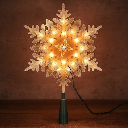 Snöflinga Julgranstopp, 9,25 tum Julstjärna Topp med 20 Varma Vita Ljus, 120v Ul