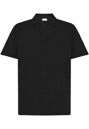 Knowledge Cotton Apparel Waffle polo T-shirts Herr Svart M