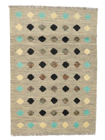 Tapis Kilim Nimbaft 103X147 Orange/Vert (Laine, Afghanistan)