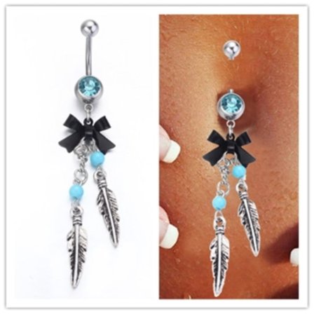 Navelsmycken 316L rostfritt stål kawaii Fjäder