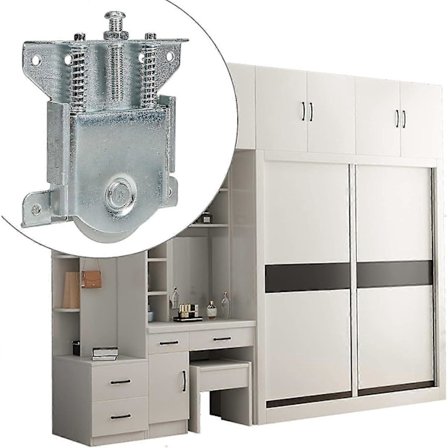 Pieces Skydedørsrulle til Skab, Skydedørsdele til Garderobeskab, Hjul, Ruller, Garderobeskinner, Rullelager til Skydedørsgarderobe