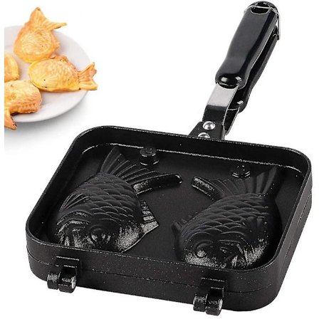 Japansk Taiyaki Vaffeljern, Fiskevafler, Non-stick med Bakplate i Rustfritt Stål 2 Sider
