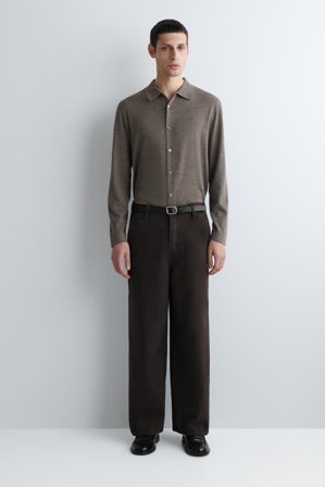 COS Men's Wide-Leg Denim Trousers in Brown