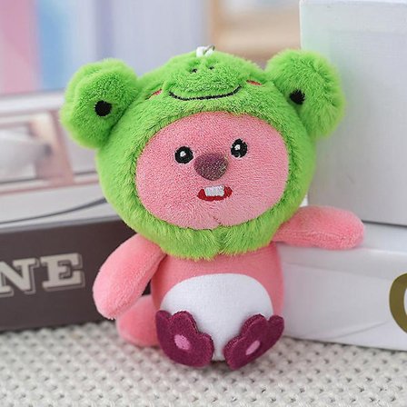 Søt Liten Ruby Bever Henger Loopy Plysj Fylt Lekeveske Henger Dukke Nøkkelring(Grønn)