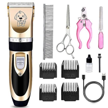 Pet Dog Grooming Clippers - Rechargeable Low Noise Cordless Pet Clippers, Professional Dog Hair Trimmer Grooming Kit Ruikalucky
