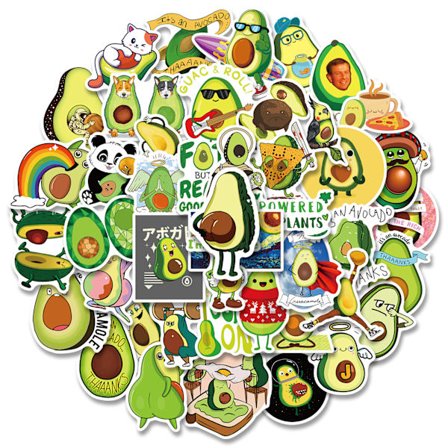 Sødt Avocado Tegneserie Form Stickers, Sæt med 50, Vandtæt og UV-bestandig, Perfekt til Alle Dine Gadgets