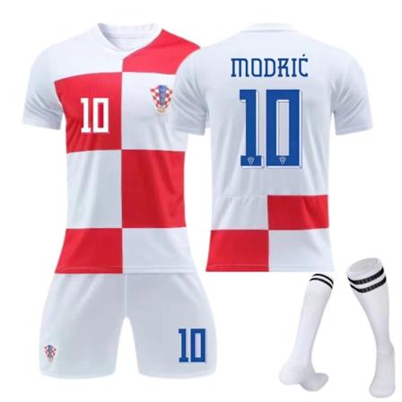 Kroatiens hjemmebane 2024-2025 nr 10 Modric barn- og voksenstørrelse fotballdrakt Størrelse 10 sokker Size 10 socks 22