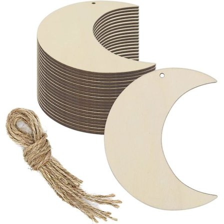 20 stk. Måne Træudskæringer DIY Håndværk Dekorationer Måne Ubehandlet Træ Gavemærker Ornamenter Dekoration