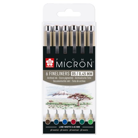 Pigma Micron Fineliner 6-set 05 Earth Colours