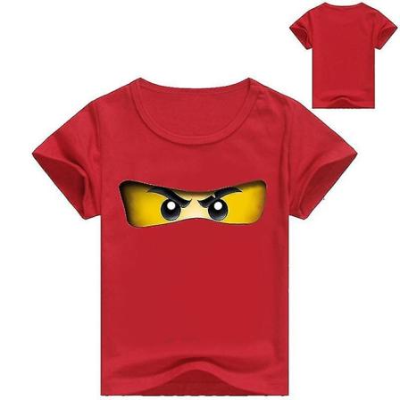2-13 år 3D-utskrift Ninja pojkar och flickor kortärmad T-shirt barn sommarkläder Red 130cm