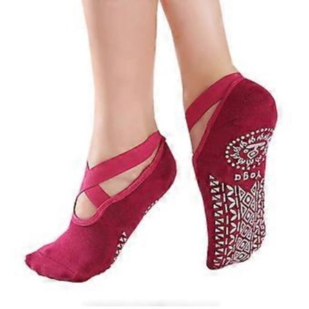 Silikone skridsikre yoga sokker til kvinder Pilates Barre danse slippers ballet åndbare dame sportsfod Backless sok rødvin