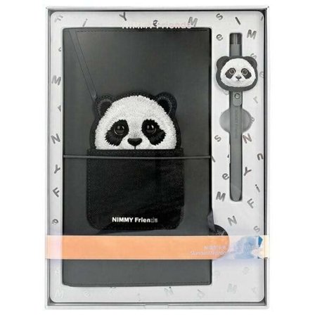 Nimmy Big Eyed Pet 2.0 Panda 2-i-1 anteckningsbok + pennset - Svart