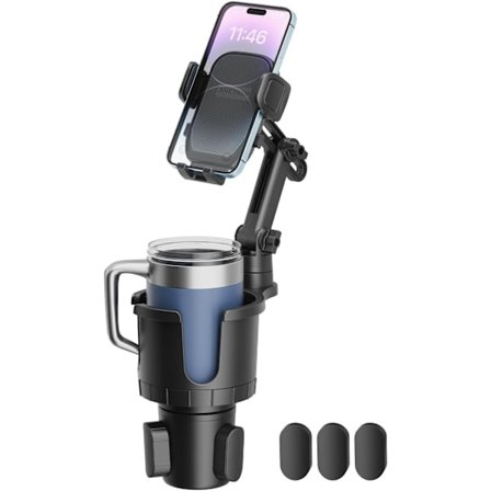 Bil Mugghållare Telefonfäste, 2-i-1 Justerbar Telefonhållare för Bil med Expanderbar Bas, Säkert Grepp för iPhone Samsung Alla 4.0-7.0
