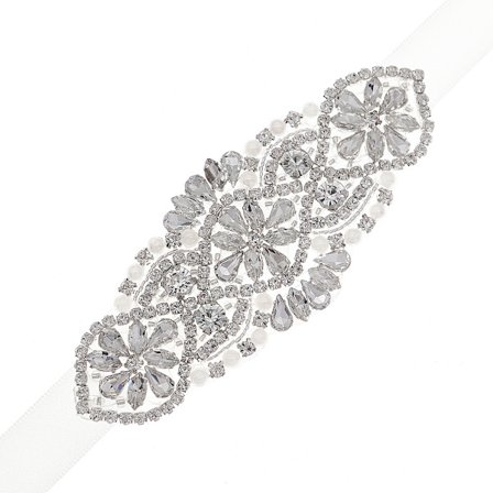 Brudesløyfe i vintage-stil med håndsydde perler og rhinestones - tilbehør til brudekjoler