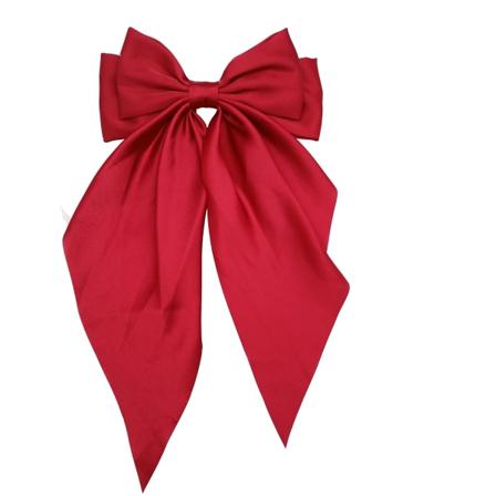 Jumbo-rosettklämma med svansar Hårosettklämma för kvinnor och flickor Silkeslen satin Hårsmycken Klämma Stor rosett Hårfästen Metallklämmor Franska B