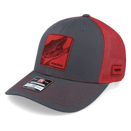 Skillfish - Grå trucker Keps - Grisjävel Laser 112 Split Charcoal/Red Trucker @ Hatstore