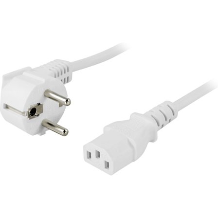 Device cable, angled CEE 7/7 - IEC C13, 0.5m, white