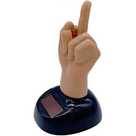 Finger Solcells-driven Skakande Bilprydnad Instrumentbrädesdekoration Sol Skakande Mittenfinger Prydnad Mini Prank Leksak