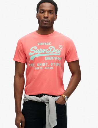 Superdry Neon Vl T Shirt - Coral - S