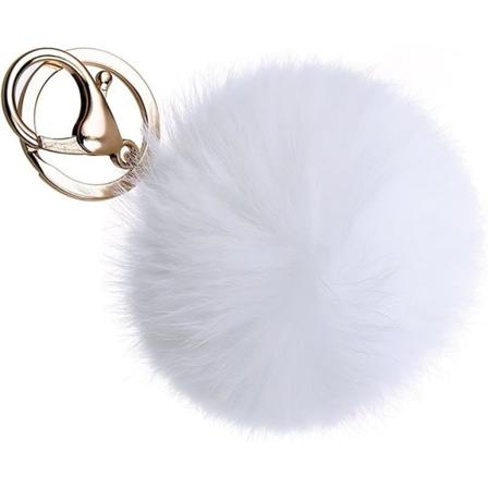 Pompom-nyckelring i äkta kaninhår, garanterat mjuk att ta på