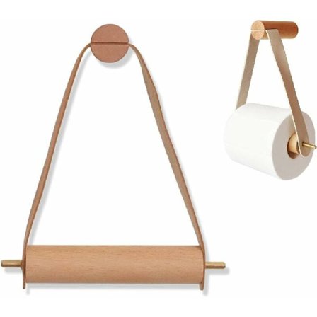 Rulleholder, Badeværelsespapirholder, Toiletpapirholder, Vægdesign og Syntetisk Læder, til Badeværelse, Køkken, Toiletpapir, Badeværelsestilbehør