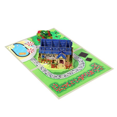 Roligt inflyttningskort i 3D - Pop-up-kort för nytt hus, lycklig inflyttningspresent, välkomstkort