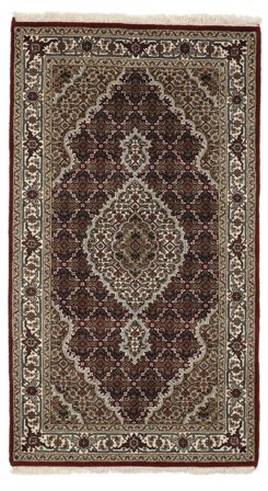 93X166 Tapis D'orient Tabriz Royal Noir/Marron (Laine, Inde)