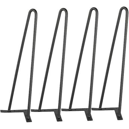 45cm hårnålben til sofabord 2 stang møbelben 4 pakke Crday sort metal