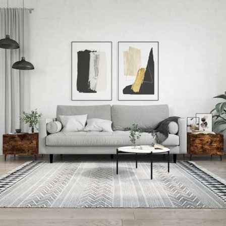 vidaXL Soffbord 2 st rökfärgad ek 50x50x40 cm konstruerat trä