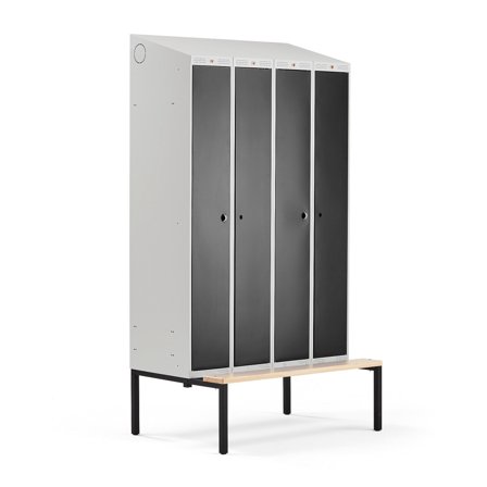 Doppelspind CLASSIC COMBO mit Sitzbank, 4 Türen, 2290 x 1200 x 550 mm, schwarz
