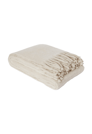 Åhléns Home Enfärgad pläd i ullmix WOLFIE 130x170 cm Filtar & plädar Beige ONESIZE