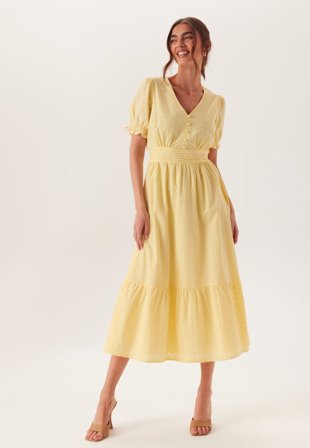 BUBBLEROOM - Broderie Anglaise Dress - Light yellow