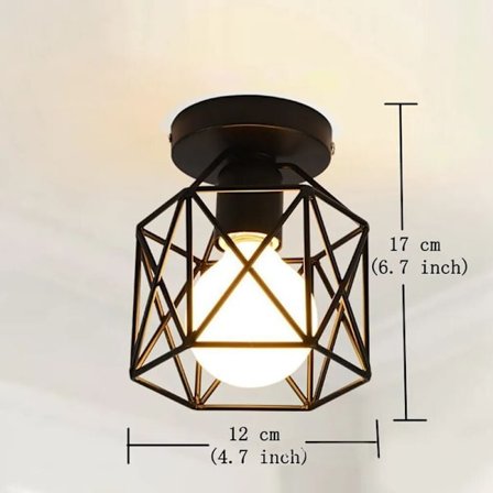 Taklampa hängande lampa trådbunden retro design galler 1-lamputtag E27 vintage svart stål BKLicht