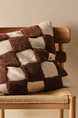 Jotex - Putetrekk 50x50 Cm Brun/hvit - CORI - Kjøp Pynteputer & trekk hos Jotex