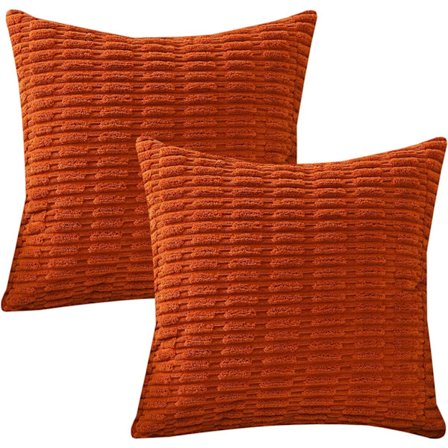 2 st Kuddöverdrag Rost Corduroy Kuddöverdrag Randiga Dekorativa Kuddfodral för Soffa Vardagsrum, 45x45cm