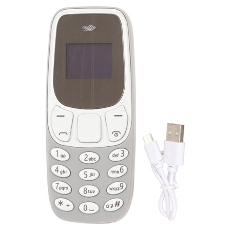 Världens Minsta Telefon Handsfree Bluetooth-uppringare Dubbla SIM-kort Olåst GSM 2 i 1 Mini Mobiltelefon Grå