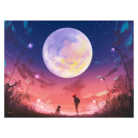 Himmel Gobelin Veggteppe Psykedelisk Lilla Månenatt Gobelin