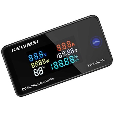KEWEISI DC 0-200V Volttimittari Ampeerimittari KWS Teho Energiamittari LED Digitaalinen DC Wattimittari Sähkömittari, 10A