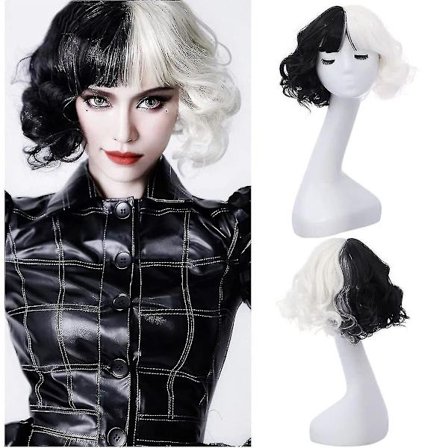 Cruella Paryk Sort Og Hvid Parykker Til Kvinder