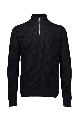 Lindbergh Recycle cabel knit half zip Tröjor Herr Svart M