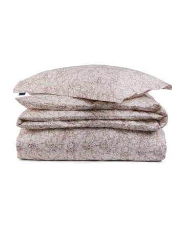 Lexington Bettwäsche-Set „Fall Leaves" aus Baumwoll-Satin, Weiß/Beige