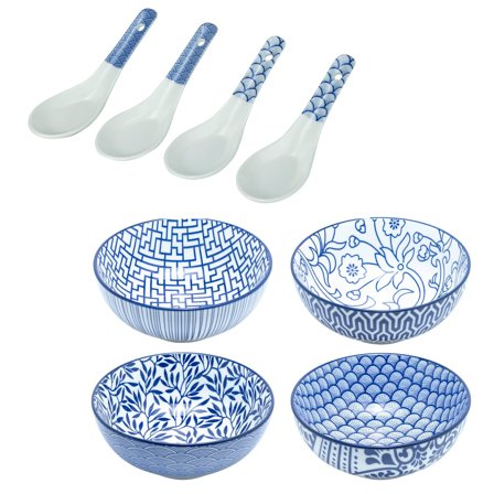 Mareld Akio miso bolle med skje 4-pakning' - 'Blå og hvit