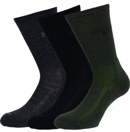 Avignon Terry Merinowool Hiking Sock 3-pack Svart/Grå/Grön