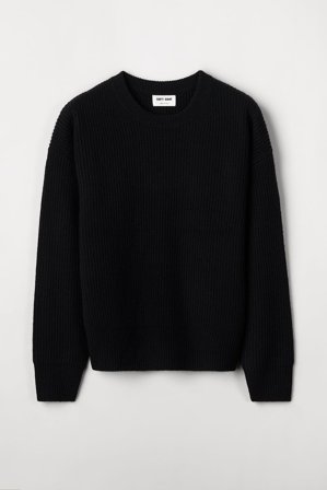 Soft Goat - Ribbed O-neck - Kashmirtröja dam - S - Black
