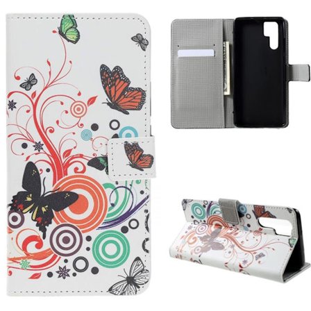 Plånboksfodral Samsung Galaxy S22 Ultra - Vit med Fjärilar