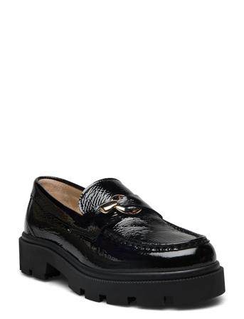 Slfemma Leather Detail Loafer Mokasiner Lave Sko Svart Selected Femme*Betinget Tilbud