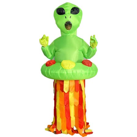 REA Oppustelig Alien Kostume – UFO Alien Iført Menneske Cosplay Outfit med Kappe til Fest*Raket Alien*Voksne 150-190cm Raket Alien Raket Alien